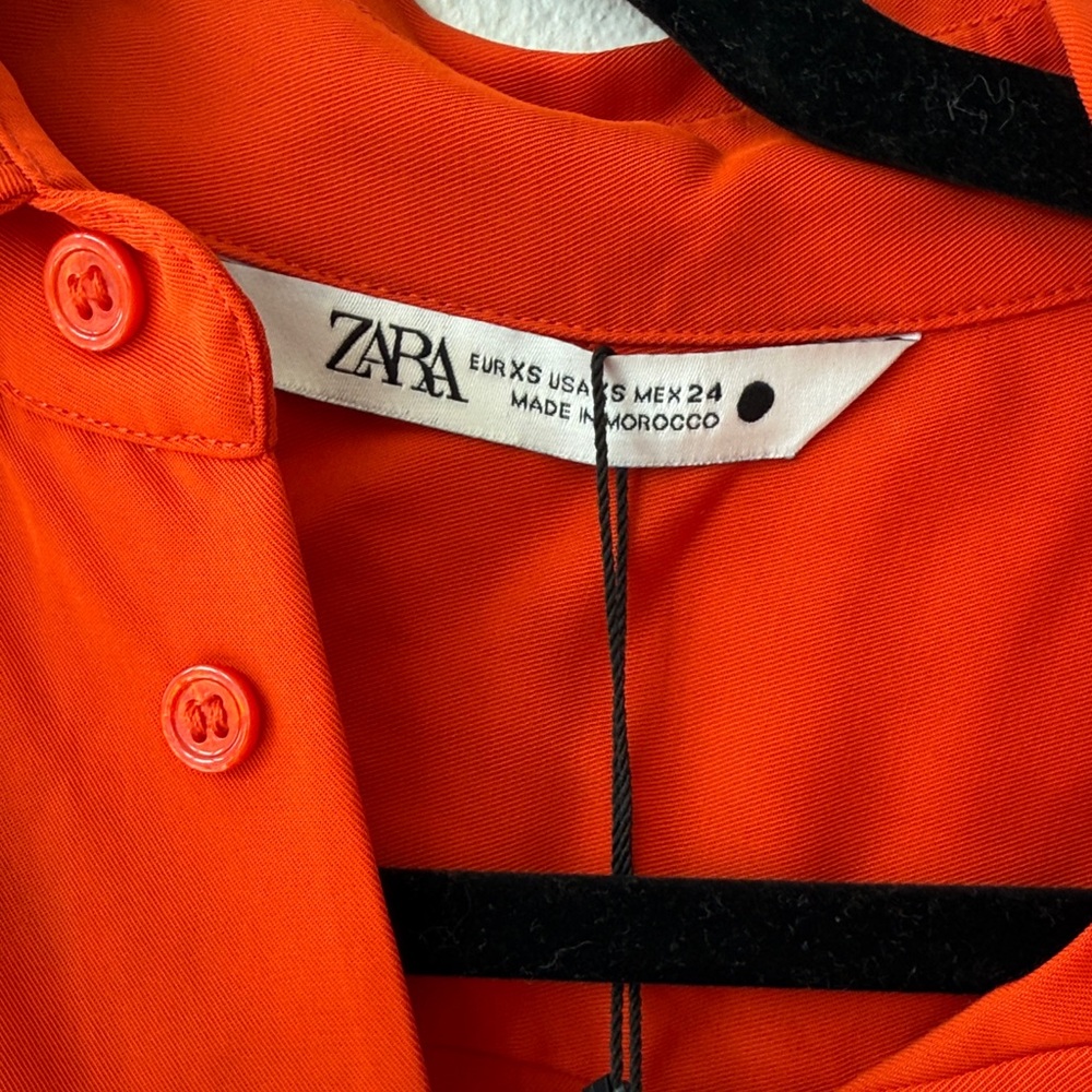 Zara Bright Orange Button-Up Shirt - Picture 3 of 3
